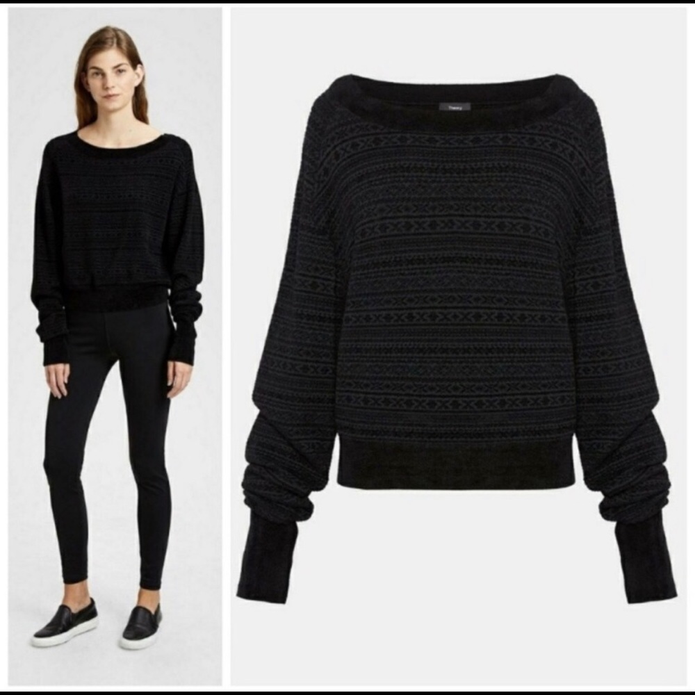Theory Black Boat Neck Sweater Large